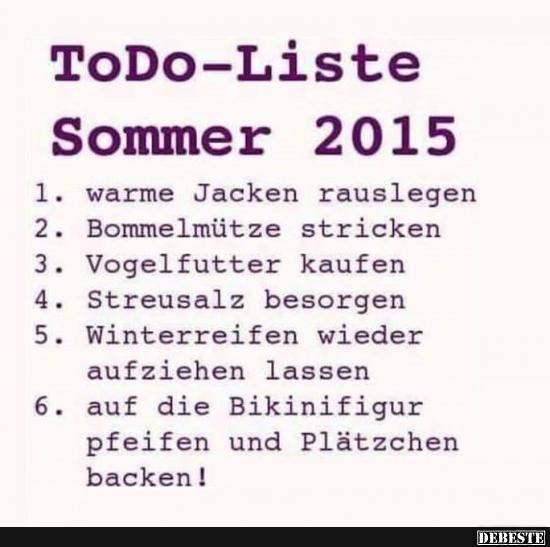 ToDo-Liste Sommer 2015 - Lustige Bilder | DEBESTE.de