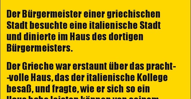 Der Bürgermeister einer griechischen Stadt besuchte eine.. | Lustige