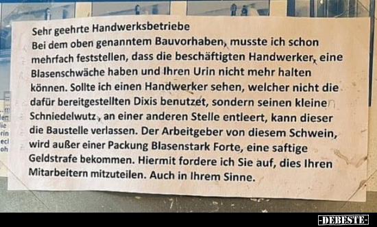 Sehr geehrte Handwerksbetriebe.. - Lustige Bilder | DEBESTE.de