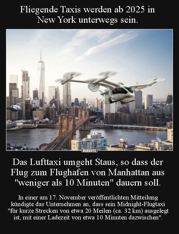 Fliegende Taxis werden ab 2025 in New York unterwegs sein... - Lustige Bilder | DEBESTE.de