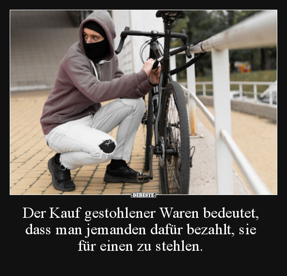 Der Kauf gestohlener Waren bedeutet, dass man jemanden.. - Lustige Bilder | DEBESTE.de