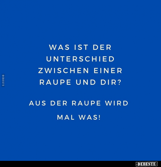 Was ist der Unterschied zwischen einer Raupe und dir?.. - Lustige Bilder | DEBESTE.de