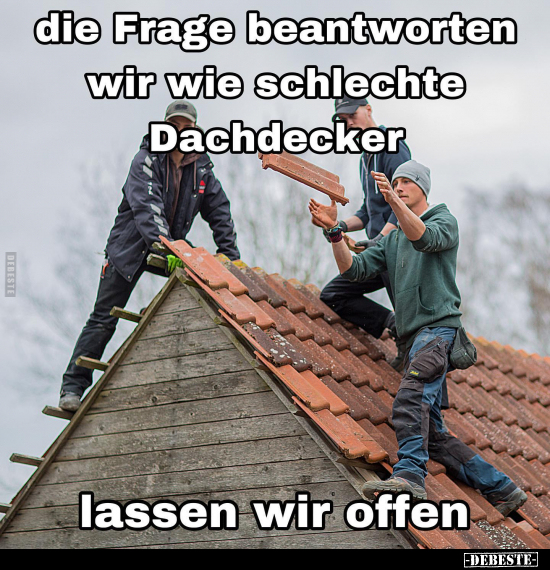 Die Frage beantworten wir wie schlechte Dachdecker.. - Lustige Bilder | DEBESTE.de