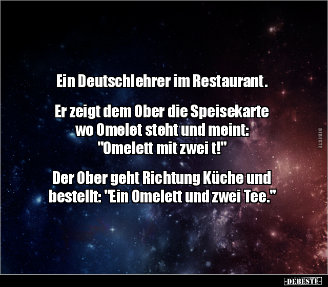 Ein Deutschlehrer im Restaurant. Er zeigt dem Ober die.. - Lustige Bilder | DEBESTE.de