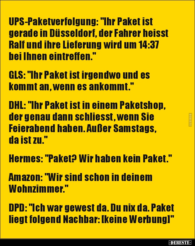 UPS-Paketverfolgung: "Ihr Paket ist gerade in Düsseldorf.." - Lustige Bilder | DEBESTE.de