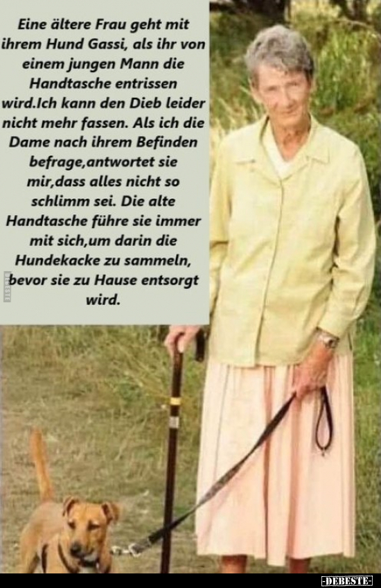 Eine ältere Frau geht mit ihrem Hund Gassi, als ihr von.. - Lustige Bilder | DEBESTE.de