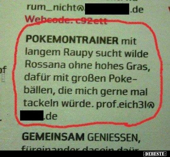 POKEMONTRAINER mit langem Raupy sucht wilde Rossana.. - Lustige Bilder | DEBESTE.de