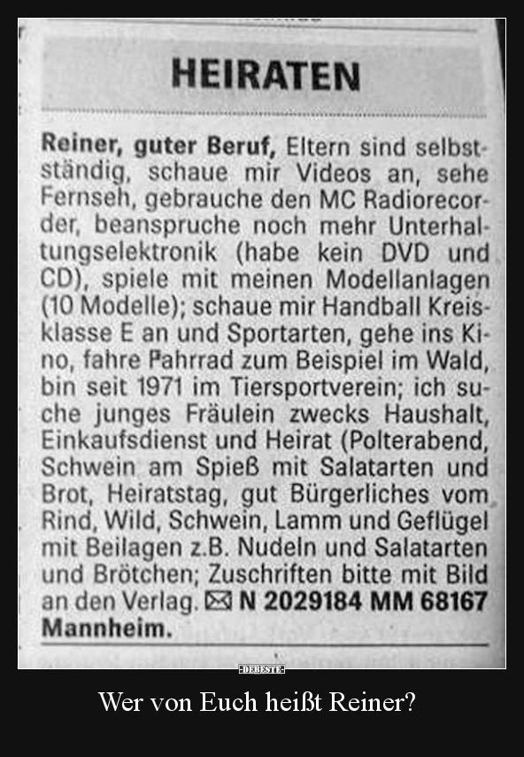 Wer von Euch heißt Reiner?.. - Lustige Bilder | DEBESTE.de