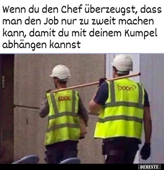 Wenn du den Chef überzeugst, dass man den Job nur zu zweit.. - Lustige Bilder | DEBESTE.de