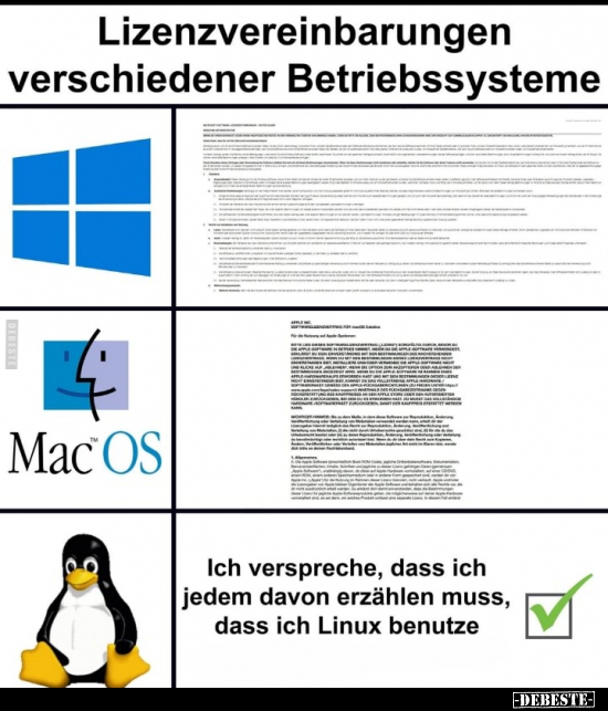 Lizenzvereinbarungen verschiedener Betriebssysteme.. - Lustige Bilder | DEBESTE.de