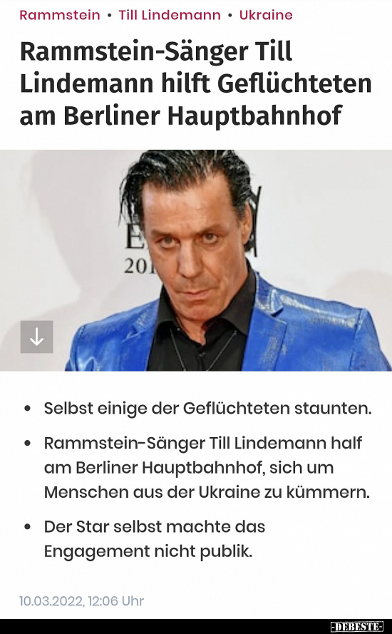 Rammstein-Sänger Till Lindemann hilft Geflüchteten am.. - Lustige Bilder | DEBESTE.de