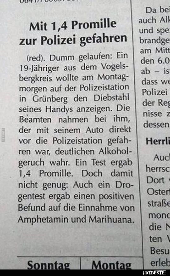 Mit 1,4 Promille zur Polizei gefahren.. - Lustige Bilder | DEBESTE.de