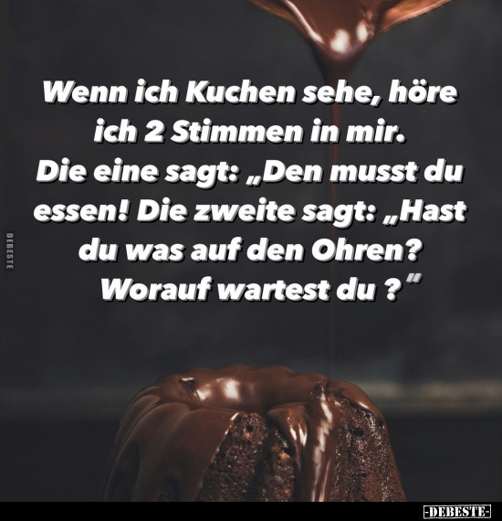 Wenn ich Kuchen sehe, höre ich 2 Stimmen in mir.. - Lustige Bilder | DEBESTE.de