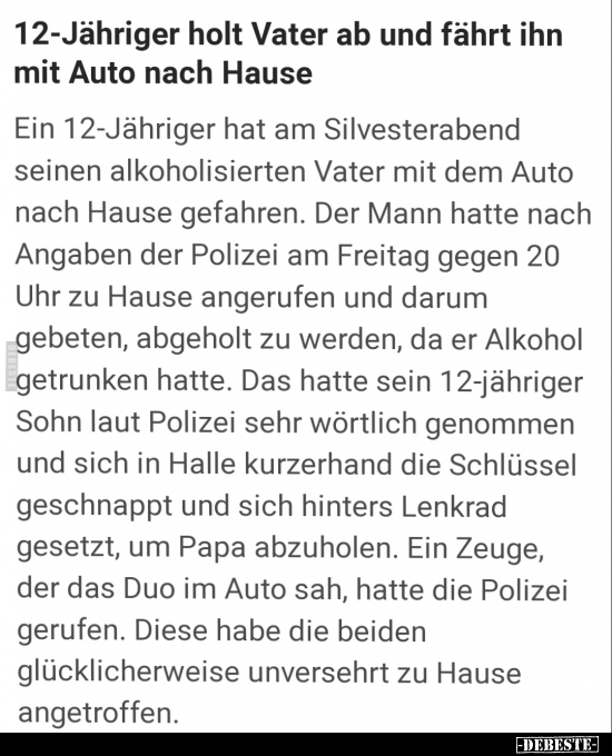 12-Jähriger holt Vater ab und fährt ihn mit Auto nach.. - Lustige Bilder | DEBESTE.de