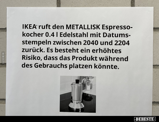 IKEA ruft den METALLISK Espresso- kocher 0.4 I Edelstahl.. - Lustige Bilder | DEBESTE.de