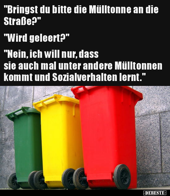 "Bringst du bitte die Mülltonne an die Straße?" ... - Lustige Bilder | DEBESTE.de