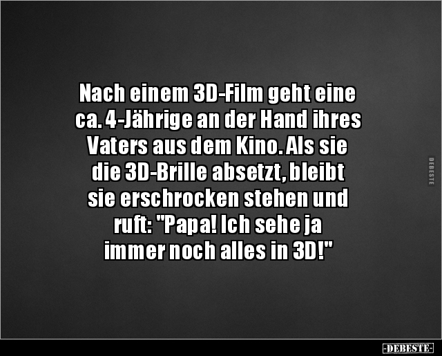 Nach einem 3D-Film geht eine ca. 4-Jährige an der Hand.. - Lustige Bilder | DEBESTE.de