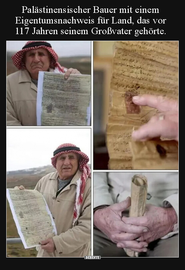 Palästinensischer Bauer mit einem Eigentumsnachweis für.. - Lustige Bilder | DEBESTE.de