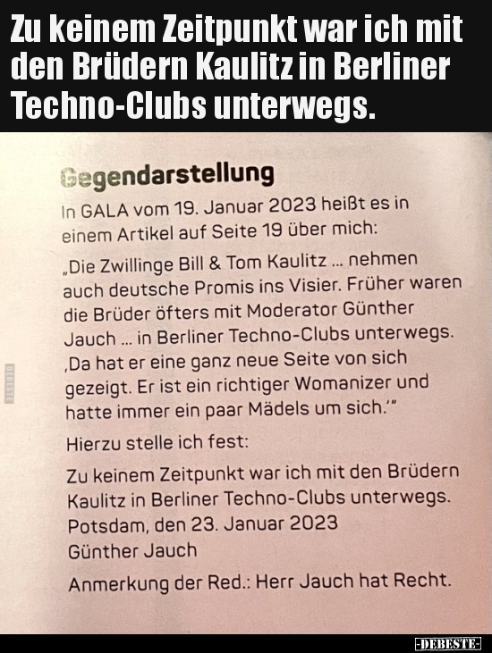 Zu keinem Zeitpunkt war ich mit den Brüdern Kaulitz in.. - Lustige Bilder | DEBESTE.de