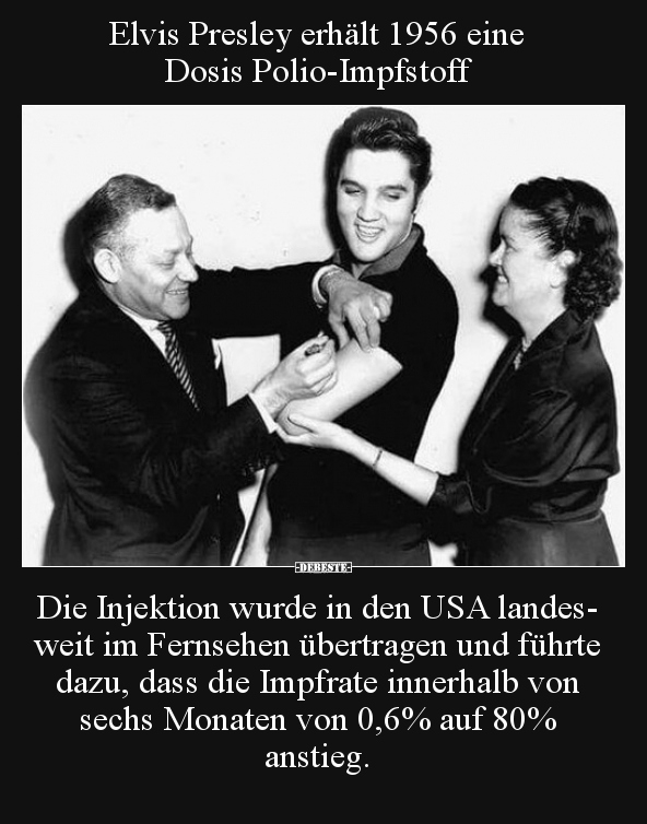 Elvis Presley erhält 1956 eine Dosis Polio-Impfstoff.. - Lustige Bilder | DEBESTE.de