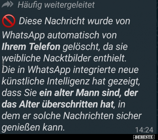 Diese Nachricht wurde von WhatsApp automatisch gelöscht.. - Lustige Bilder | DEBESTE.de