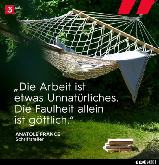"Die Arbeit ist etwas Unnatürliches. Die Faulheit allein.." - Lustige Bilder | DEBESTE.de