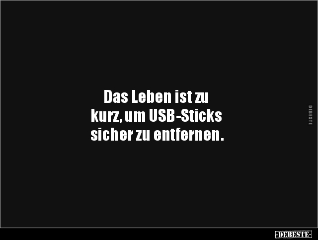 Das Leben ist zu kurz, um USB-Sticks sicher zu.. - Lustige Bilder | DEBESTE.de