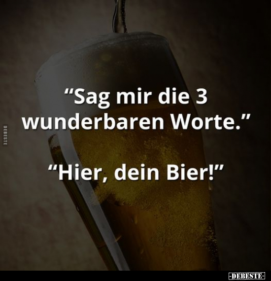 "Sag mir die 3 wunderbaren Worte." "Hier, dein Bier!".. - Lustige Bilder | DEBESTE.de
