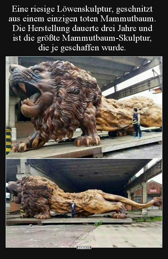 Eine riesige Löwenskulptur, geschnitzt aus einem einzigen.. - Lustige Bilder | DEBESTE.de