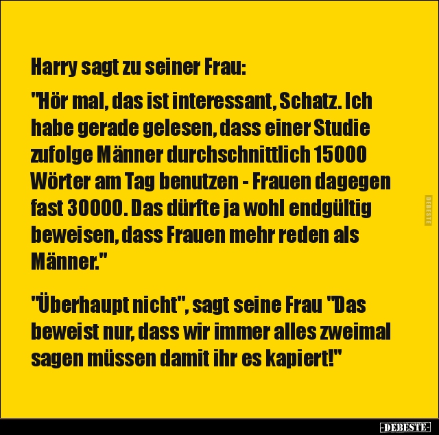 Harry sagt zu seiner Frau: "Hör mal, das ist interessant.." - Lustige Bilder | DEBESTE.de