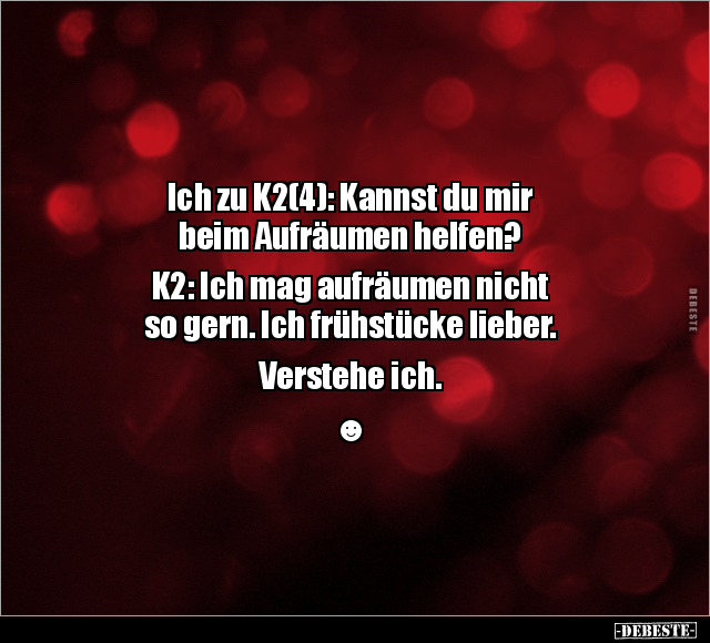 Ich zu K2(4): Kannst du mir beim Aufräumen helfen?.. - Lustige Bilder | DEBESTE.de