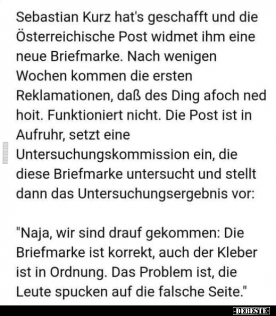 Sebastian Kurz hat's geschafft und die Österreichische Post.. - Lustige Bilder | DEBESTE.de