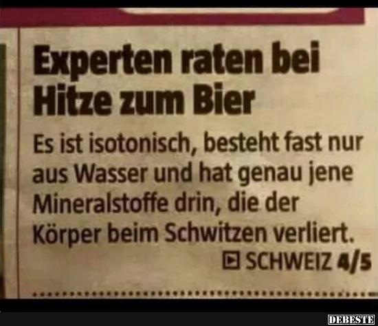 Experten raten bei Hitze zum Bier.. - Lustige Bilder | DEBESTE.de