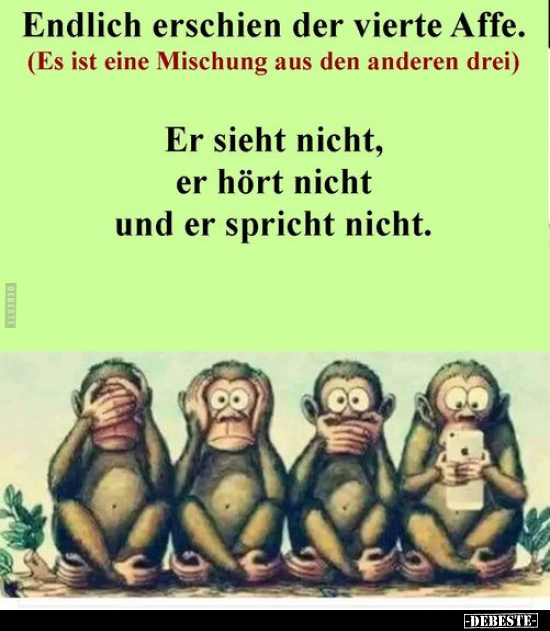 Endlich erschien der vierte Affe. (Es ist eine Mischung aus..) - Lustige Bilder | DEBESTE.de