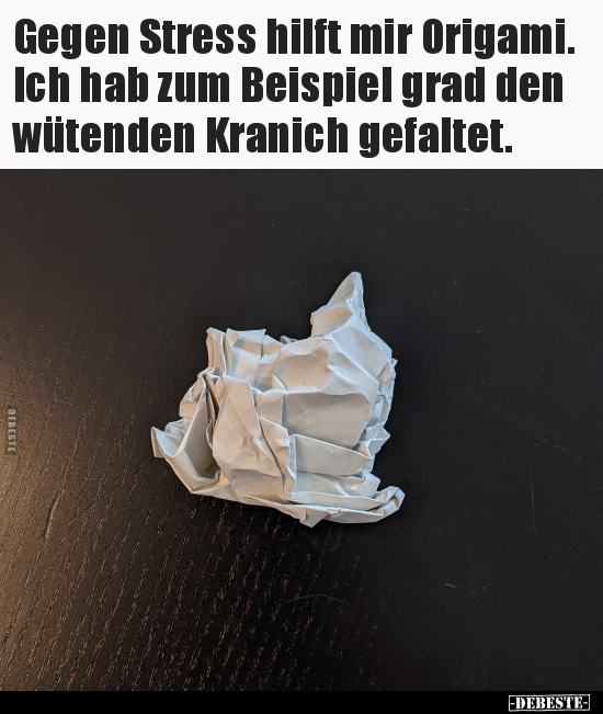 Gegen Stress hilft mir Origami. Ich hab zum Beispiel grad.. - Lustige Bilder | DEBESTE.de