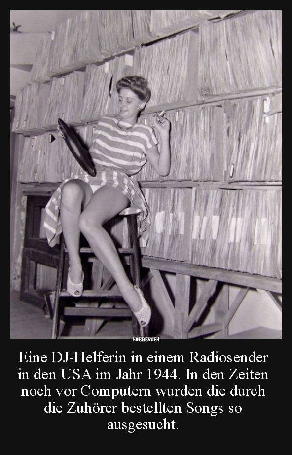 Eine DJ-Helferin in einem Radiosender in den USA im Jahr.. - Lustige Bilder | DEBESTE.de