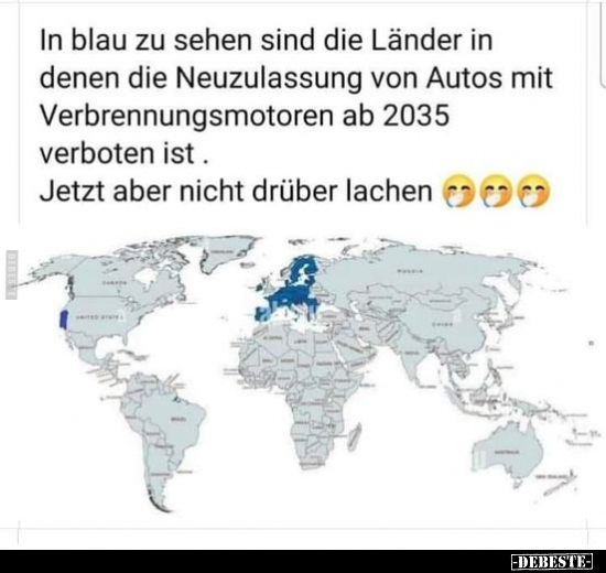 In blau zu sehen sind die Länder in denen die Neuzulassung.. - Lustige Bilder | DEBESTE.de
