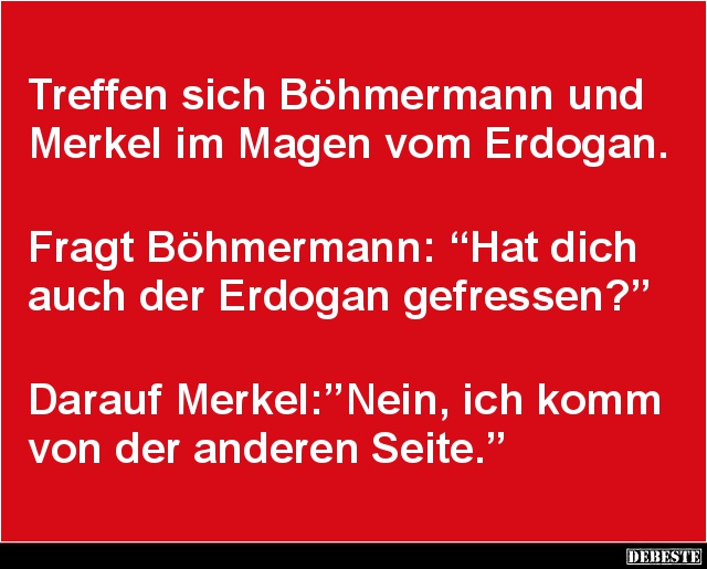 Treffen sich Böhmermann und Merkel im Magen.. - Lustige Bilder | DEBESTE.de