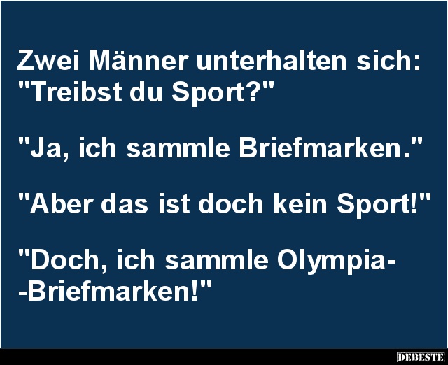 Zwei Männer unterhalten sich: 'Treibst du Sport?' - Lustige Bilder | DEBESTE.de