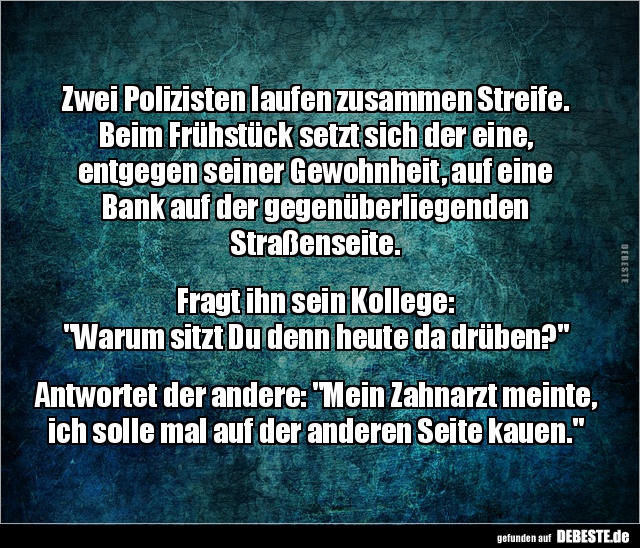 Zwei Polizisten laufen zusammen Streife.. - Lustige Bilder | DEBESTE.de