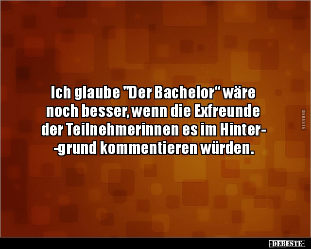 Ich glaube "Der Bachelor“ wäre noch besser, wenn die.." - Lustige Bilder | DEBESTE.de