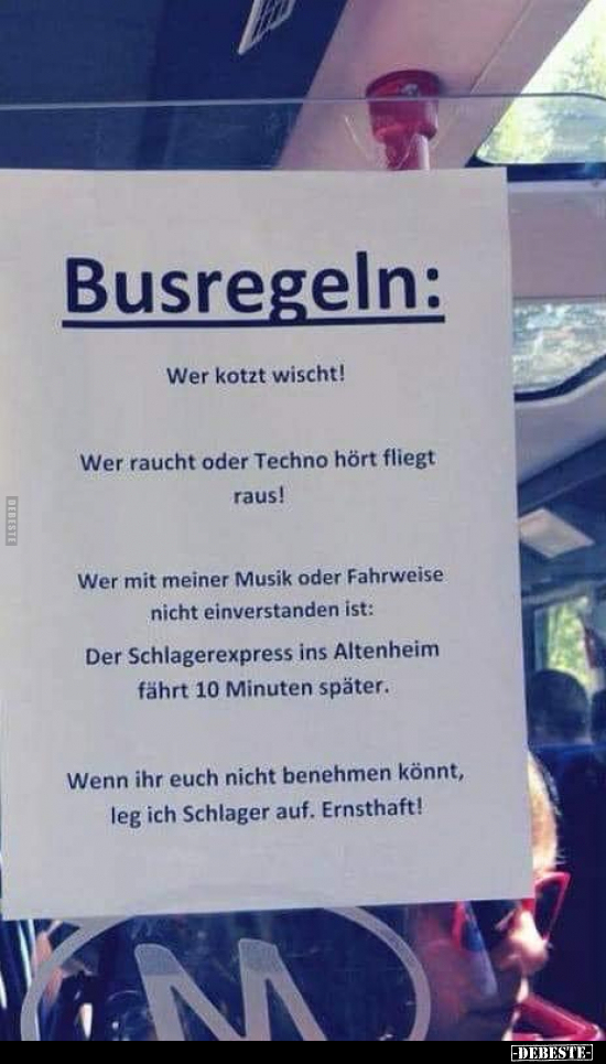 Busregeln: Wer kotzt wischt!.. - Lustige Bilder | DEBESTE.de