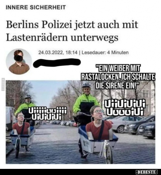 Berlins Polizei jetzt auch mit Lastenrädern unterwegs.. - Lustige Bilder | DEBESTE.de