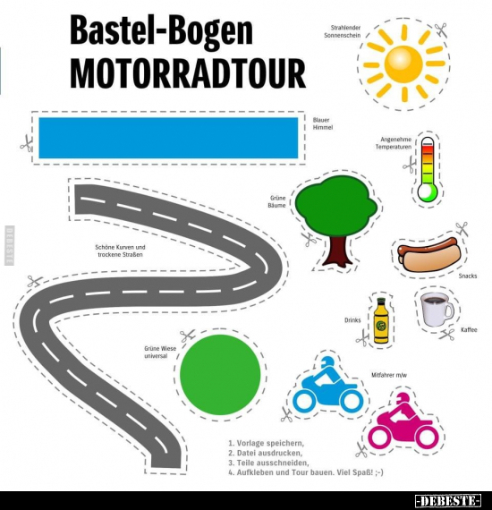 Bastel-Bogen Motorradtour... - Lustige Bilder | DEBESTE.de