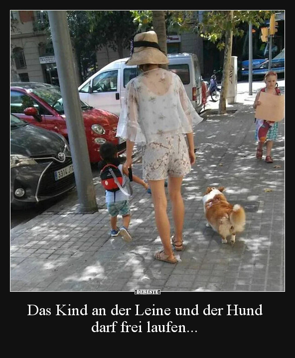 Das Kind an der Leine und der Hund darf frei laufen... - Lustige Bilder | DEBESTE.de