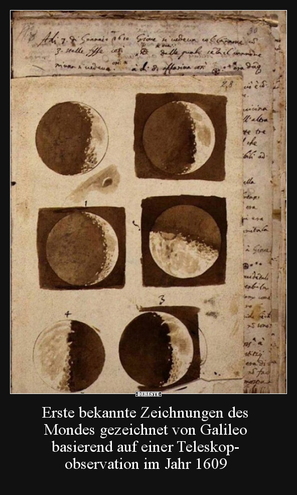 Erste bekannte Zeichnungen des Mondes gezeichnet von.. - Lustige Bilder | DEBESTE.de