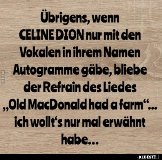 Übrigens, wenn CELINE DION nur mit den Vokalen in ihrem.. - Lustige Bilder | DEBESTE.de