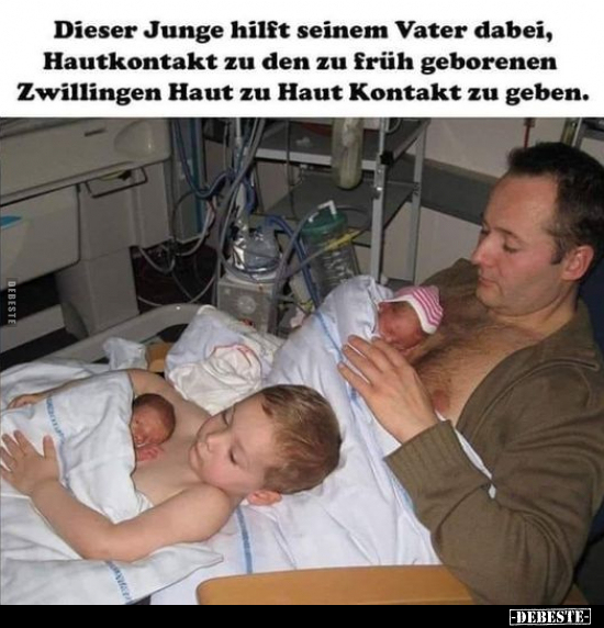 Dieser Junge hilft seinem Vater dabei, Hautkontakt zu den.. - Lustige Bilder | DEBESTE.de