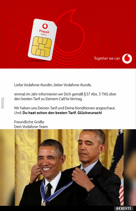 Liebe Vodafone-Kundin, lieber Vodafone-Kunde, einmal im.. - Lustige Bilder | DEBESTE.de