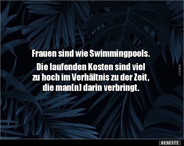 Frauen sind wie Swimmingpools. Die laufenden Kosten.. - Lustige Bilder | DEBESTE.de